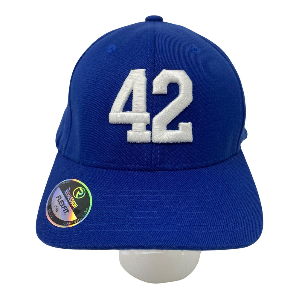 Richardson Flexfit 42 Baseball Hat Mens LG-XL Blue Embroidered Cap